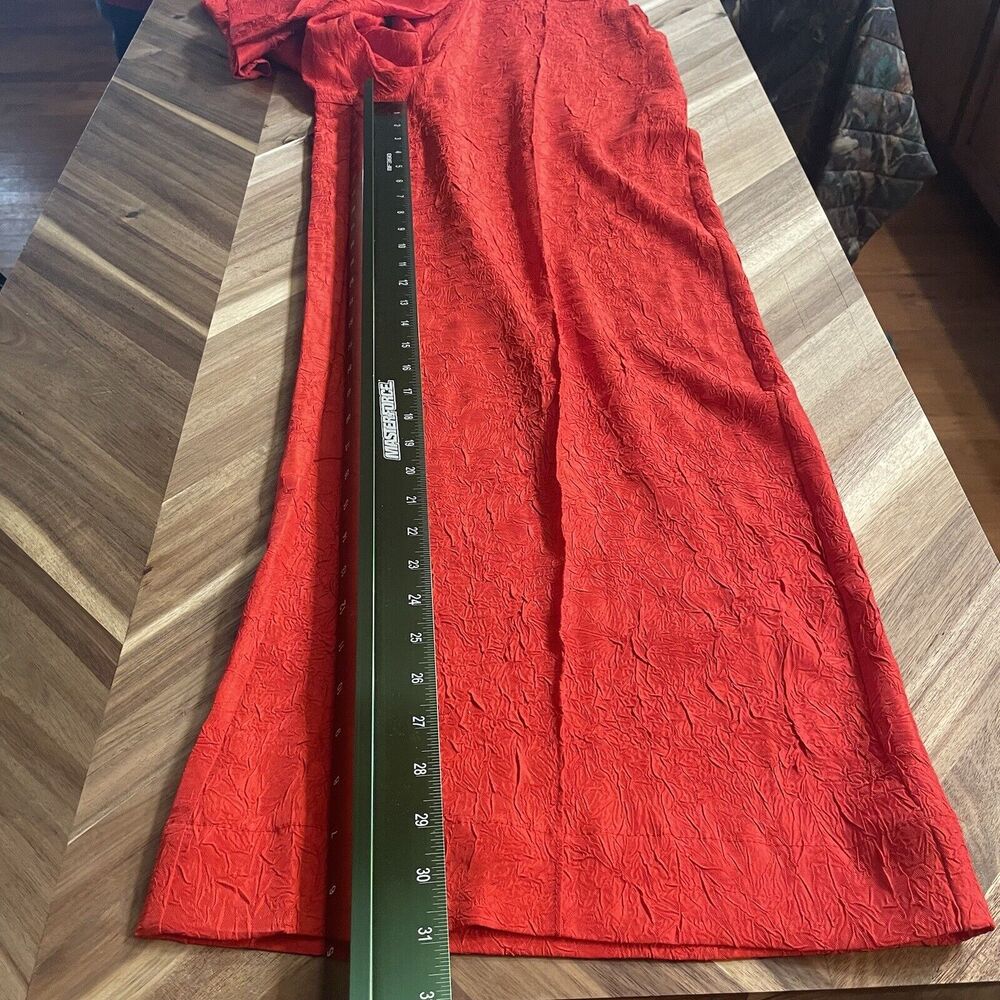 House Of Harlow 1969 Pants High Waist‎ Wide Legs Crinkled Red Size S With Pocket - Picture 8 of 10